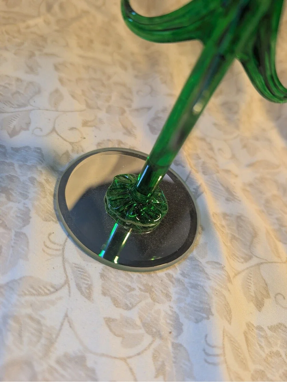 Handcrafted Glass Christmas Tree ring holder with Silver Star Top